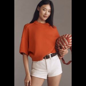 Anthropologie The Goldie Cotton Crew-Neck Sweater